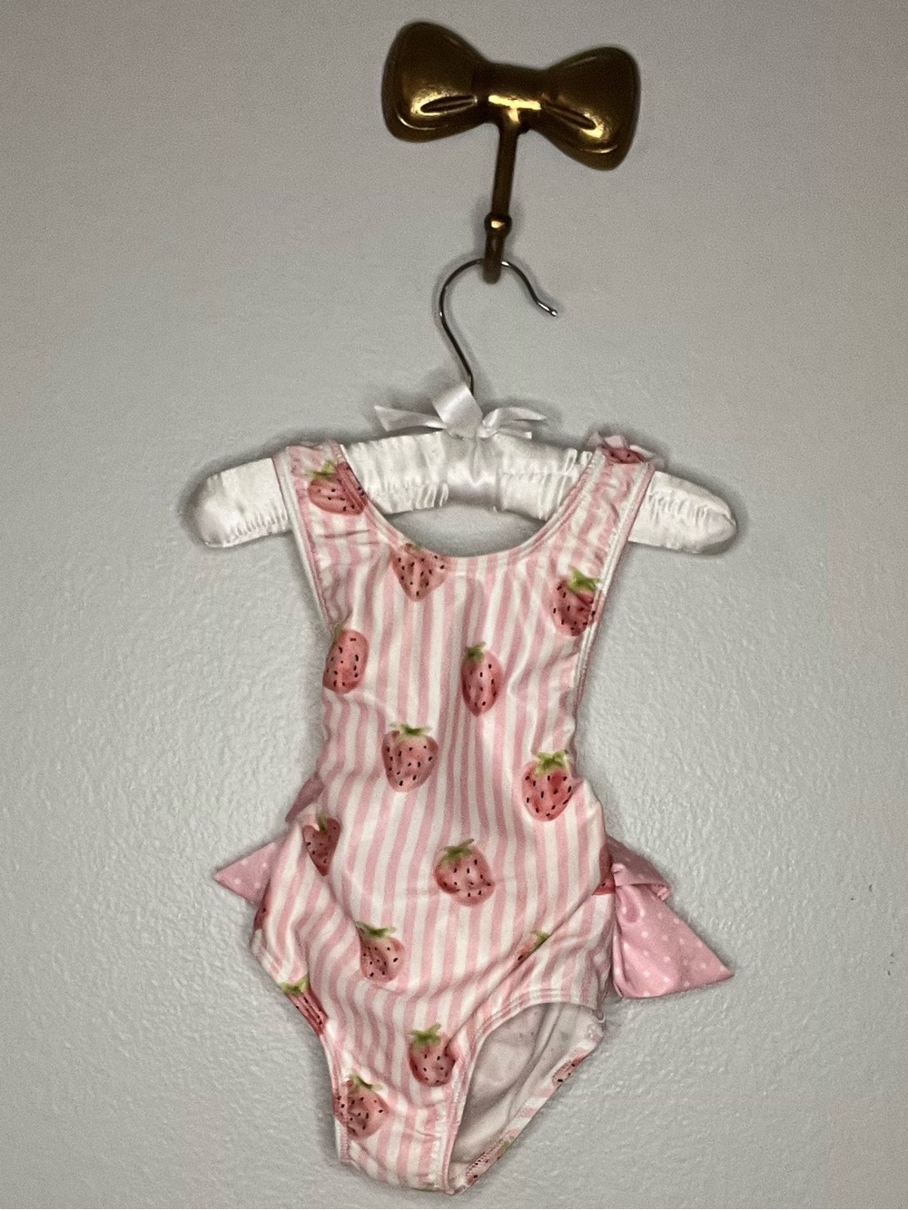 Sal & Pimenta Pink Strawberry Print Kids One-Piece Swimsuit